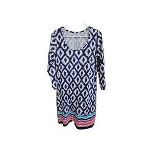 Lilly Pulitzer Women's M  3/4 Sleeve Multicolor Ikat Beacon Dress Beach Resort